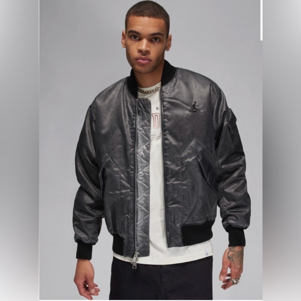NWT Jordan Washed Renegade Bomber Jacket Black Small - Picture 5 of 5